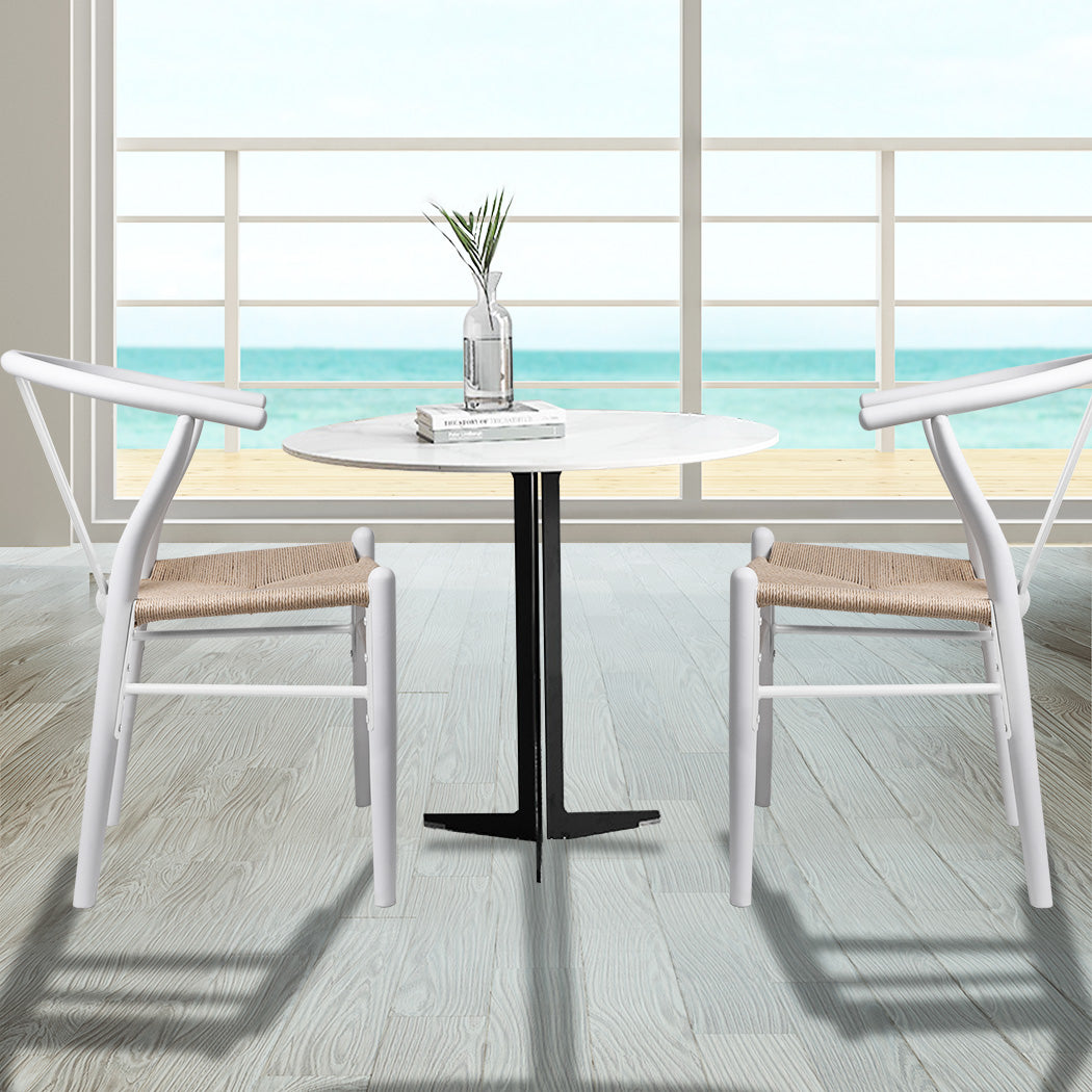Levede 4x Dining Chairs Wooden Hans White-2006732723045142534