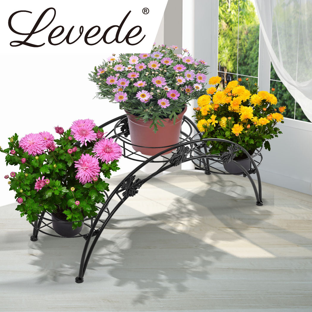 2X Plant Stand Outdoor Indoor Metal Black-2006732927077060614