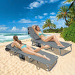 Levede Foldable Beach Lounge Chairs with Face Hole Grey-2018816828482129926