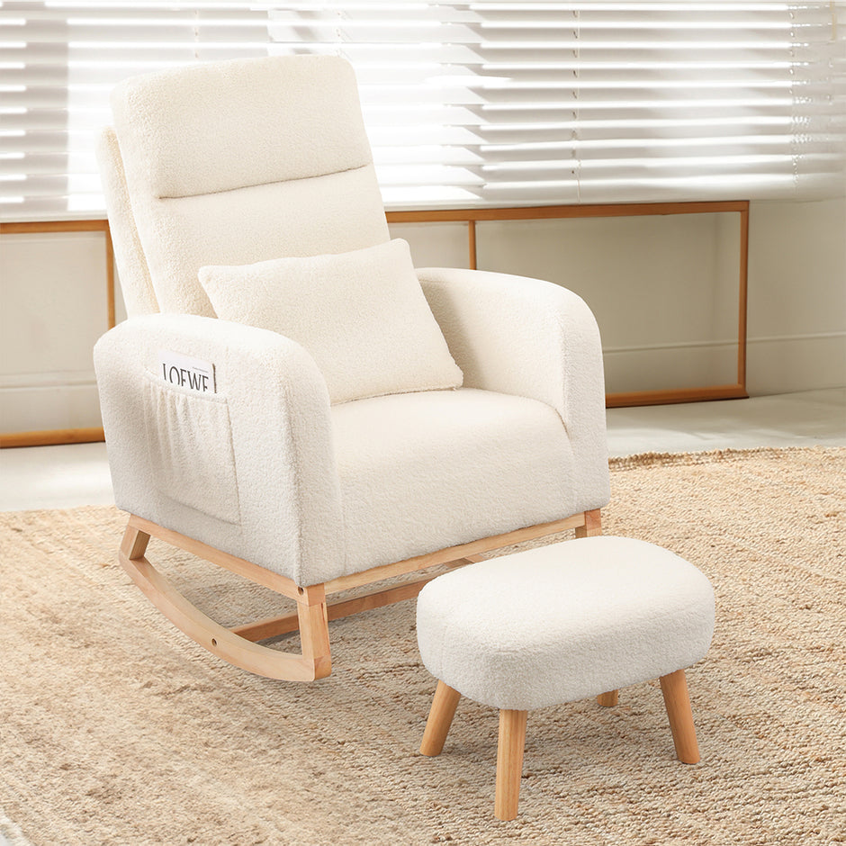 Levede Rocking Chair Ottoman Footrest With Side Pocket-2006732687271923719