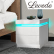 Levede Bedside Tables RGB LED Side Table White-2006733164277534726