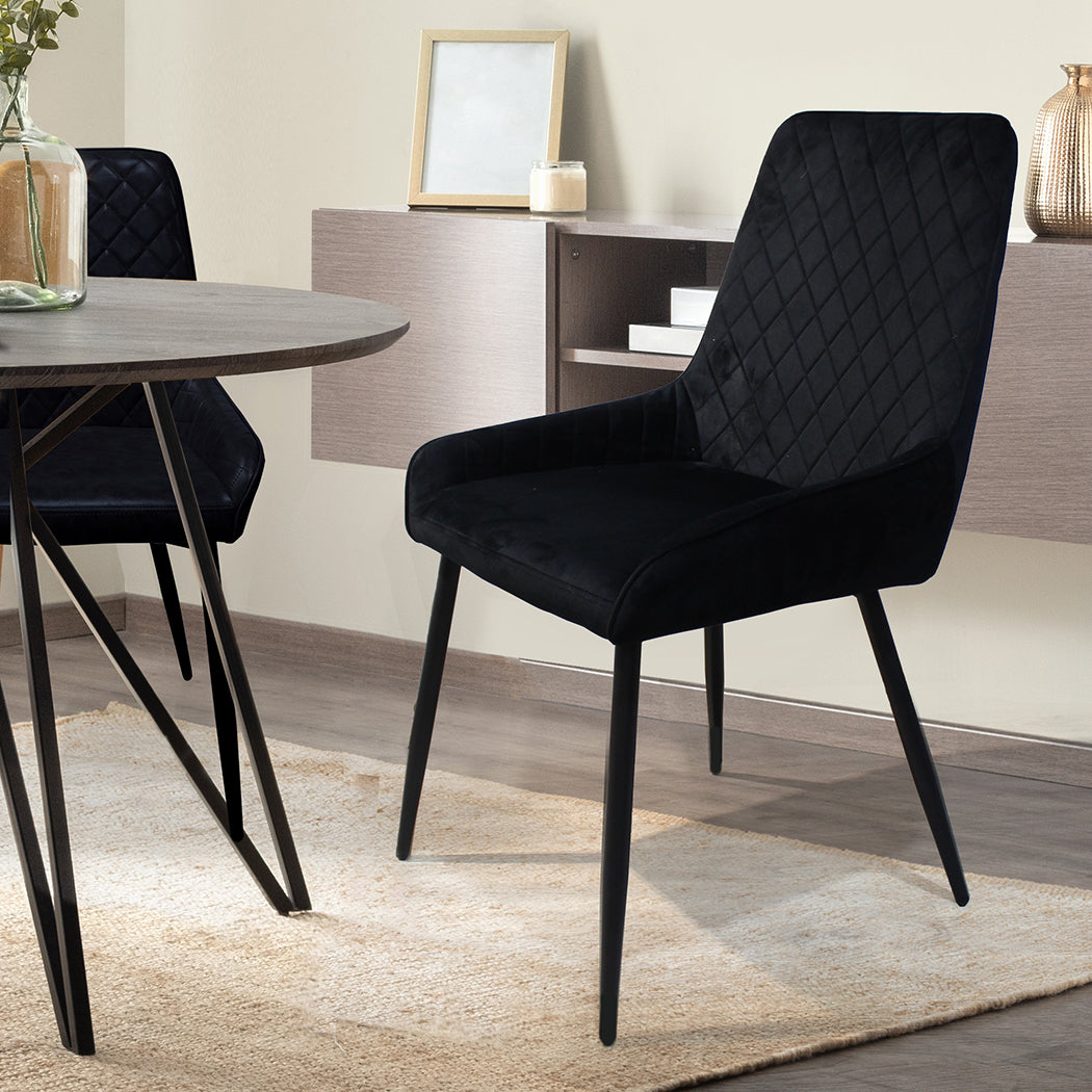 Dining Chairs x 4 Padded Seat Soft Velvet-2006732734030024710