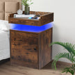 Levede Bedside Table USB Charger Outlet RGB Oak-2006732841915912199