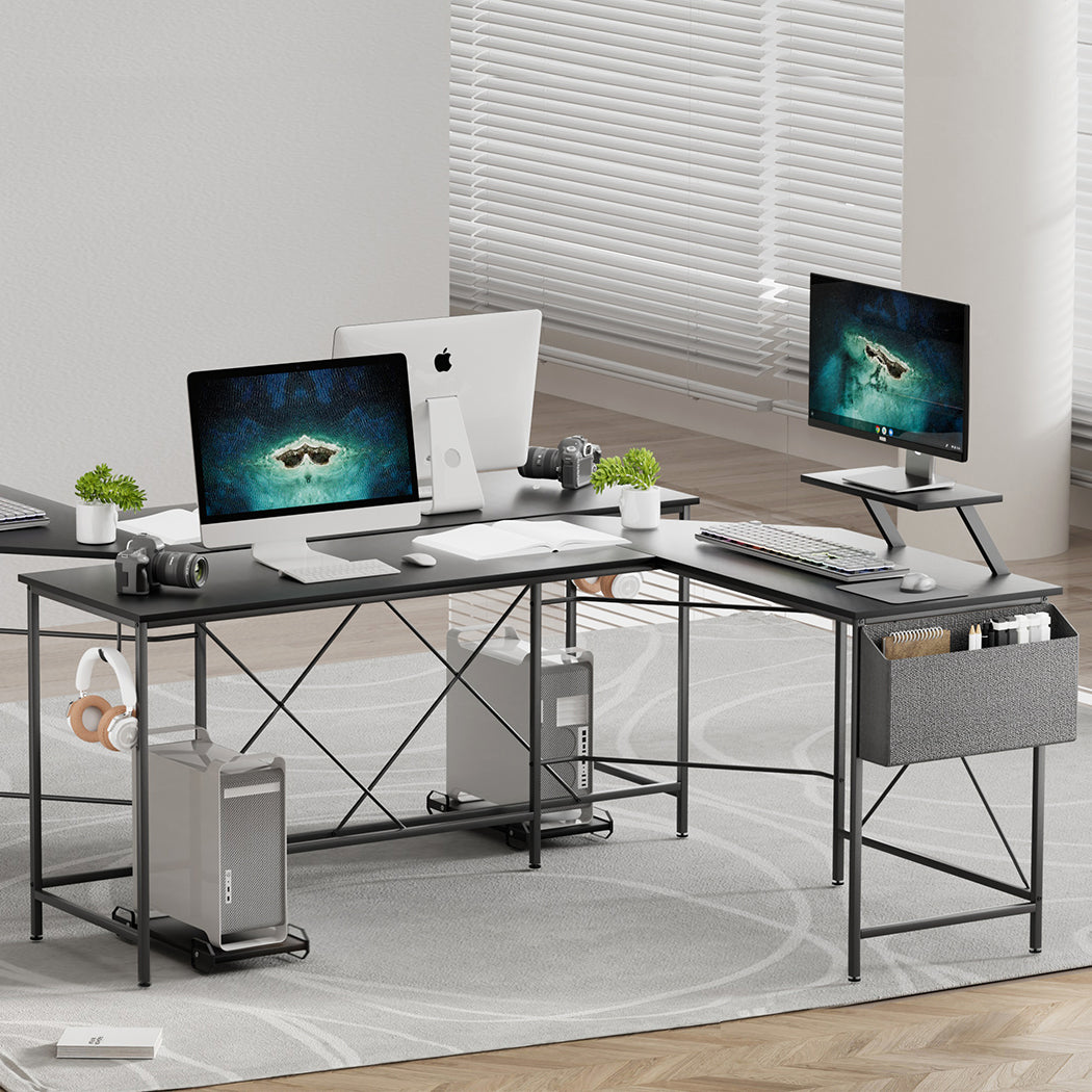 Levede Computer Desk Corner Desk Black-2006732838304616454