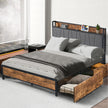 Levede Queen Bed Frame Soft Storage Drawers Headboard USB Charge-2006733226512617478