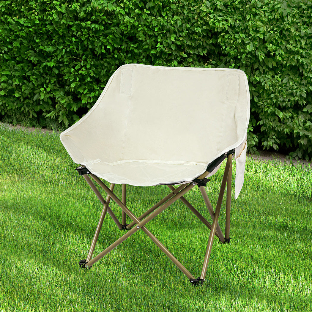 Levede Folding Camping Moon Chair Lightweight Beige-2018816695149400070