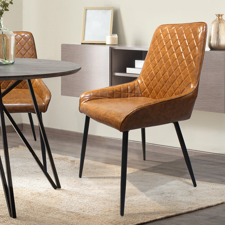 Dining Chairs x 4 Padded Seat PU Faux Leather-2018816910908592134