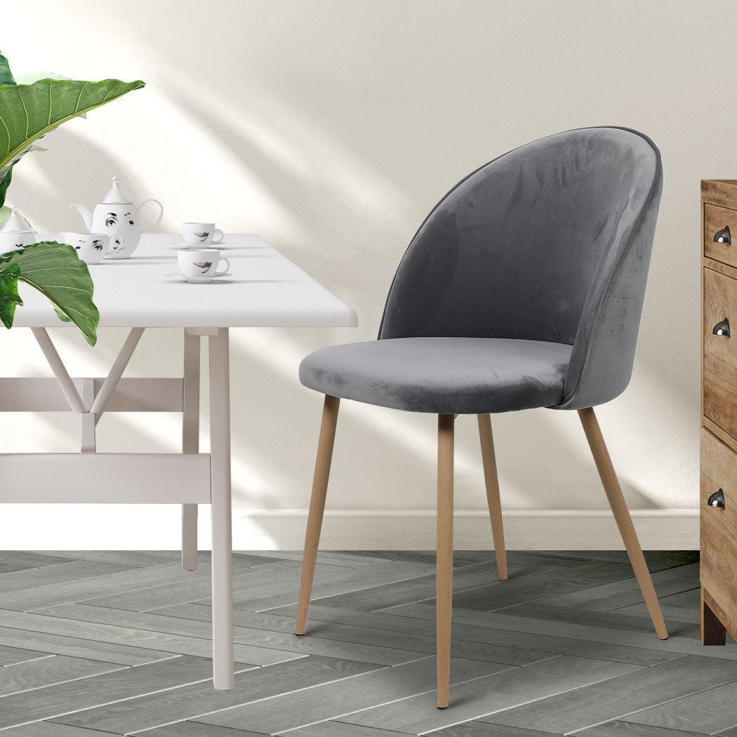 Levede 2x Dining Chairs Seat French Grey-2006733258494185478