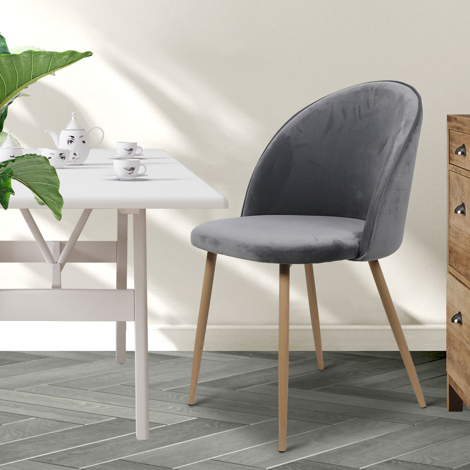 Levede 2x Dining Chairs Seat French Grey-2006733258494185478