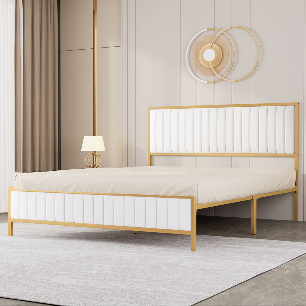 Levede Metal Bed Frame Under Bed Storage Queen Beige-2006732902183866374