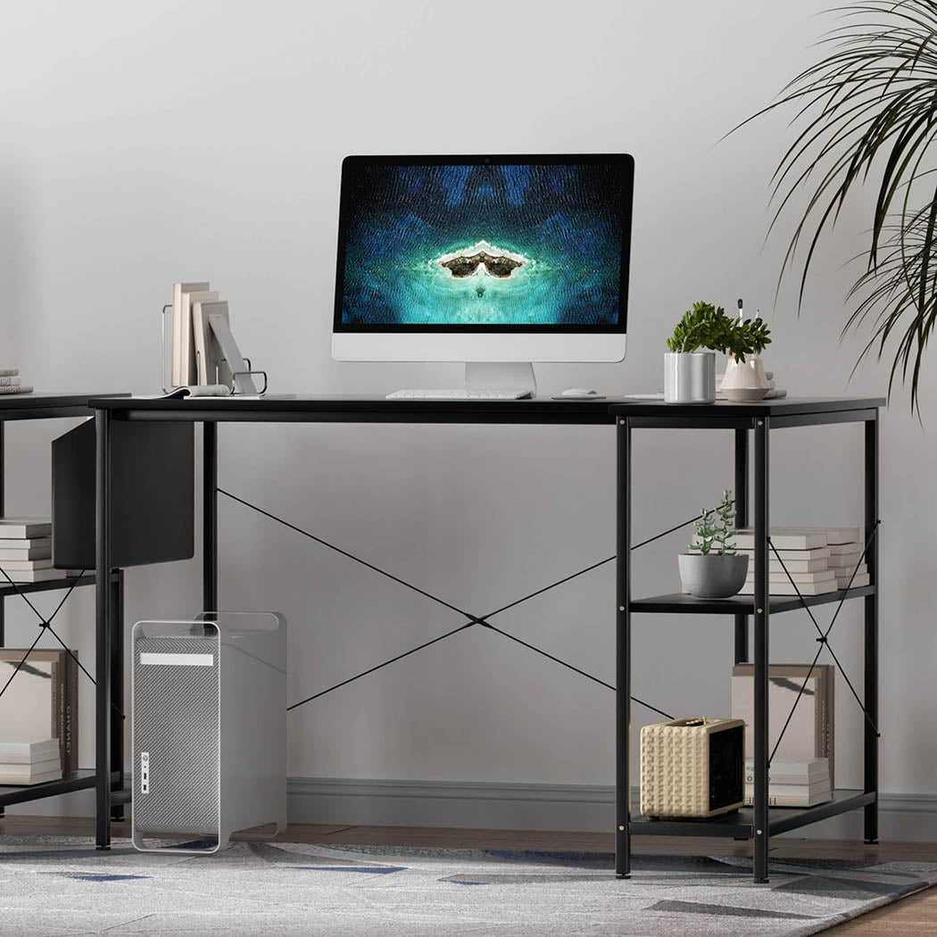 Levede L Shaped Computer Desk Home Desk Black-2006732839009259526