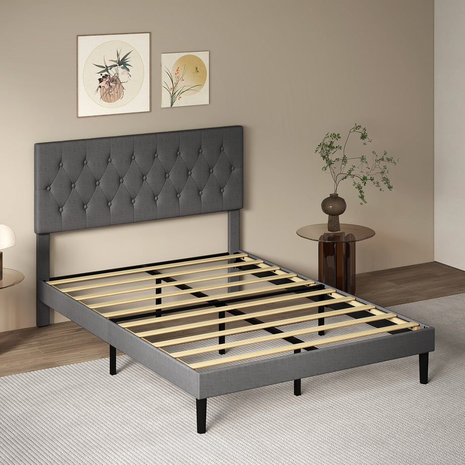 Levede Bed Frame Upholstered Platform Mattress Base Queen-2011971106671562758