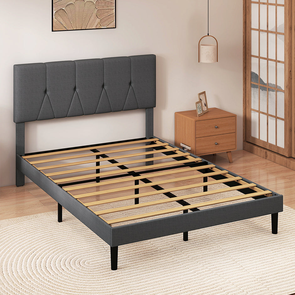 Levede Bed Frame Upholstered Platform Mattress Base Queen-2011971105635569670