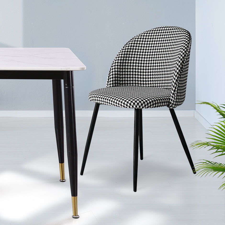 Levede 2x Dining Chairs Kitchen Cafe Black and White-2006733258737455110