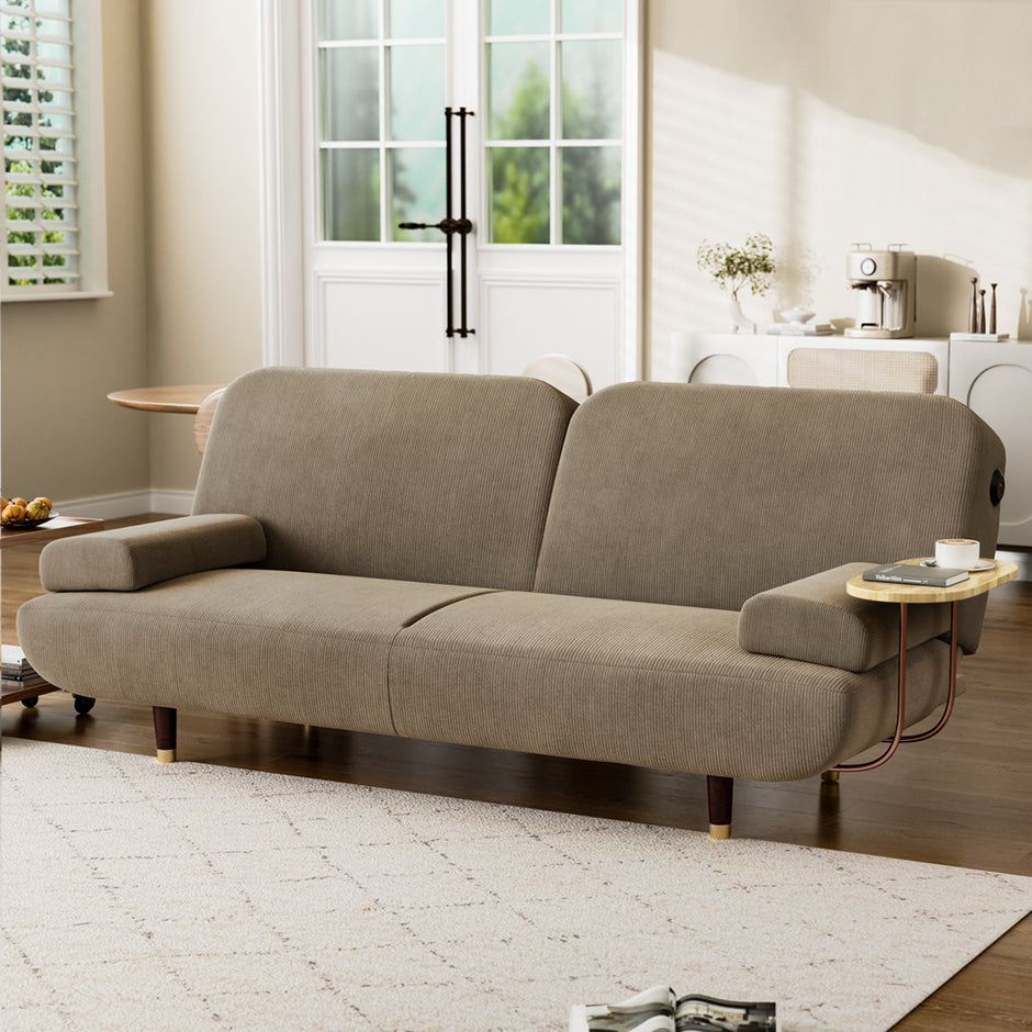 LEVEDE  CONVERTIBLE SOFABED WITH USB CHARGE AND SIDE TABLE-2006732844935811079