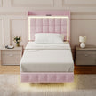 Levede Single Floating Bed Frame LED Headboard USB Pink-2006732795417858054