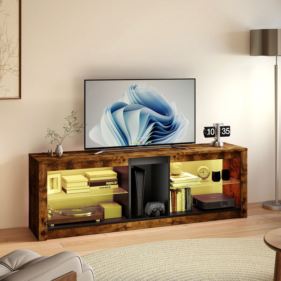 Levede TV Stand Cabinet Glass Display Storage Shelves-2011971130453266438