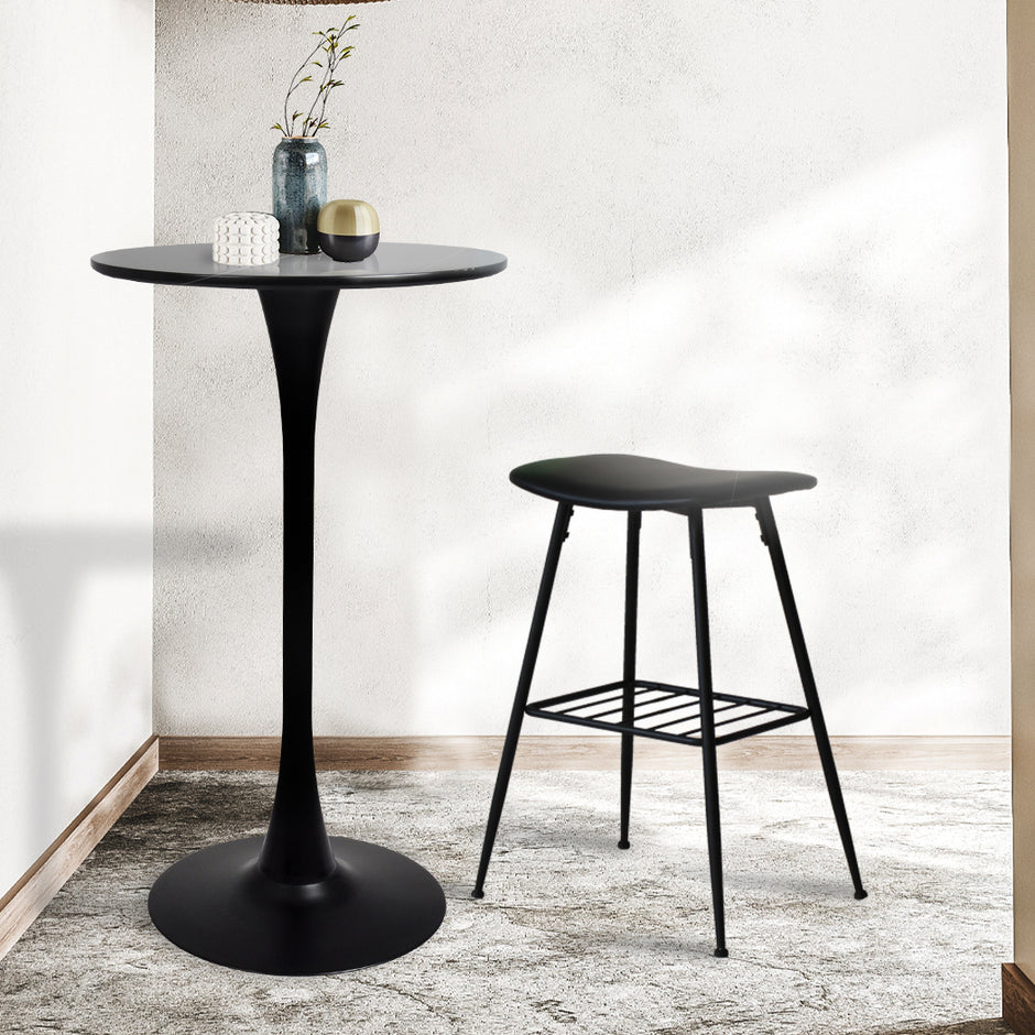 Levede 2x Round Bar Table Pub Tables Black-2018816908509450246