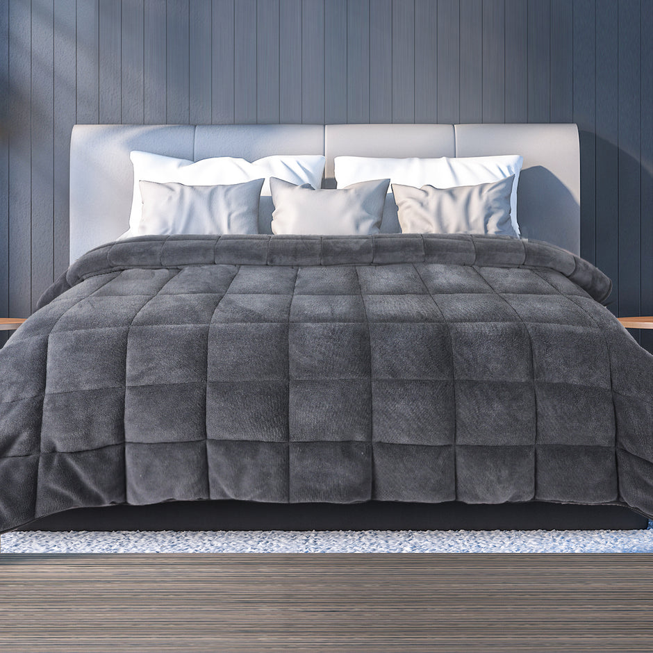 DreamZ Quilt Doona Comforter Blanket Grey Queen-2006733014318583814