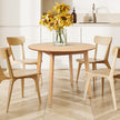 Levede Dining Table Round Rubberwood Base 100cm Natural 100 CM-2018816939933175814