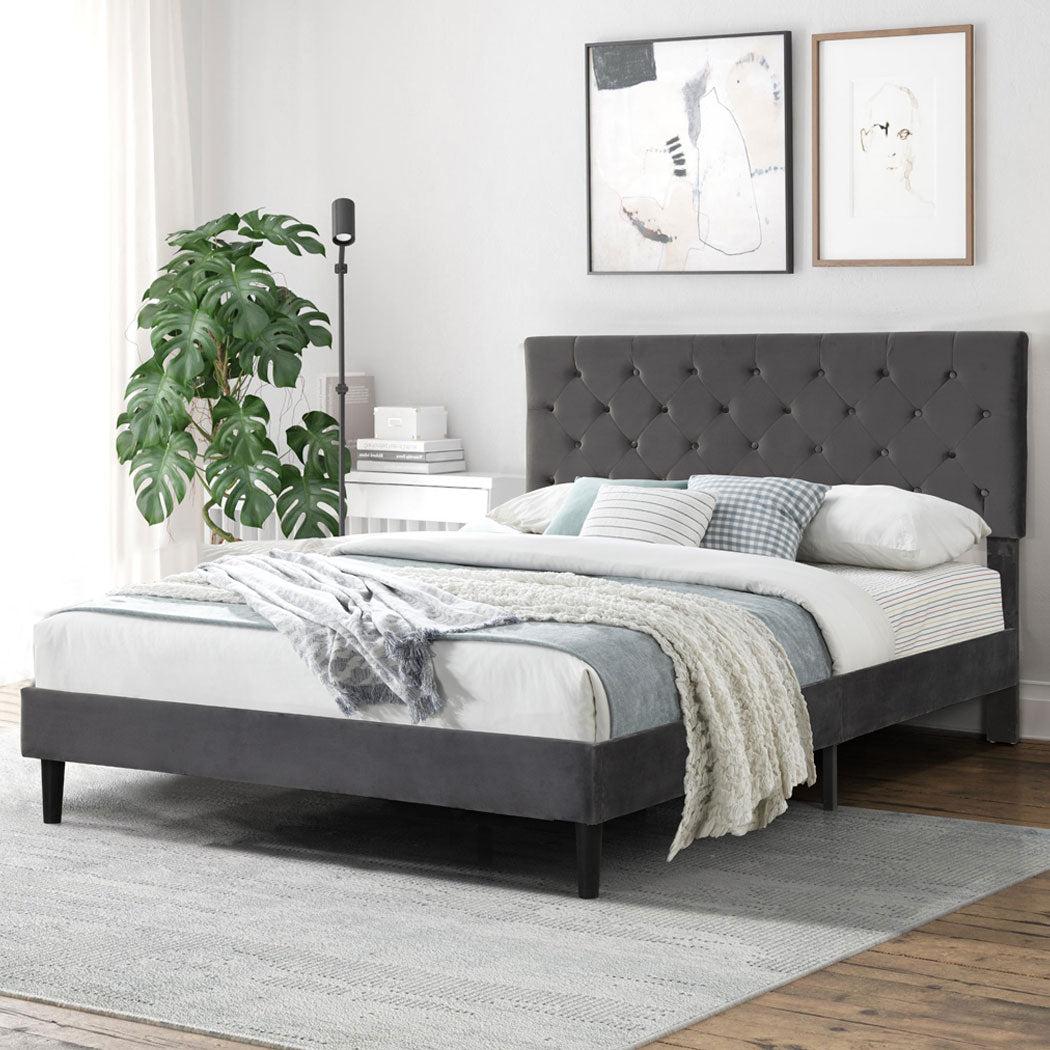 Levede Bed Frame Queen Size Mattress Grey-2006733224449019910