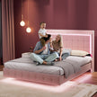 Levede King Floating Bed Frame LED Headboard USB Pink-2006732795224920070