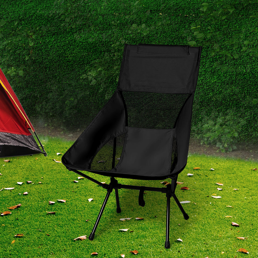 Levede Camping Chair Folding Outdoor Large Black-2018816670809853958