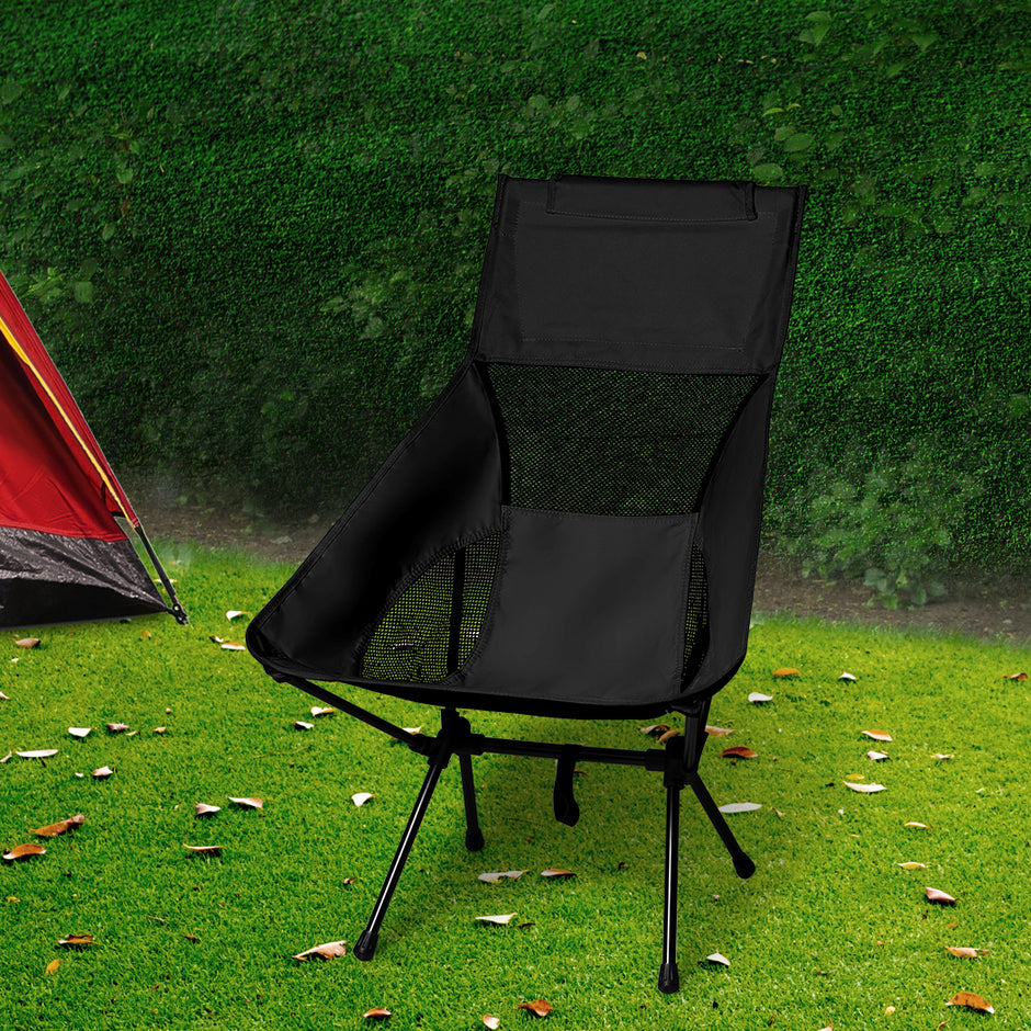 Levede Camping Chair Folding Outdoor Large Black-2018816670809853958