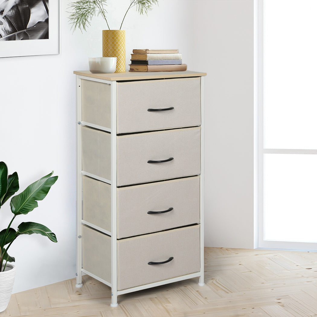 Levede Storage Cabinet Tower Chest Beige-2006733262801735687