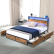 Levede Double Bed Frame RGB LED 4 Drawers USB-2018816936808419334