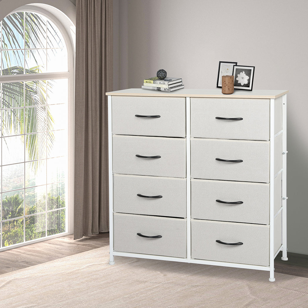 Levede Storage Cabinet Tower Chest Beige-2006733262323585031