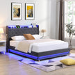 Levede Double Bed Frame Gas Lift LED Light-2006732862769991686