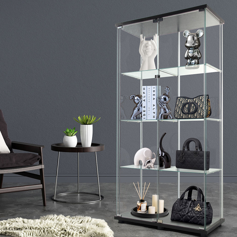 164cm Glass Display Cabinet 2 Doors-2006732805702291463