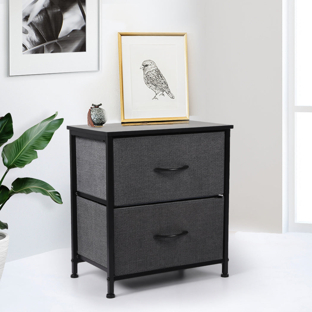 Levede Storage Cabinet Chest of 2 Drawers Dark Grey-2018816789273776134