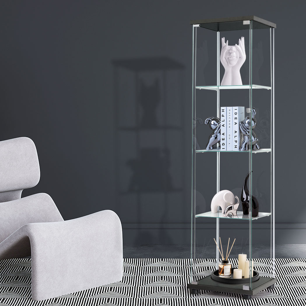 Stacked Display Storage Cabinet Glass Black-2006733282951172102