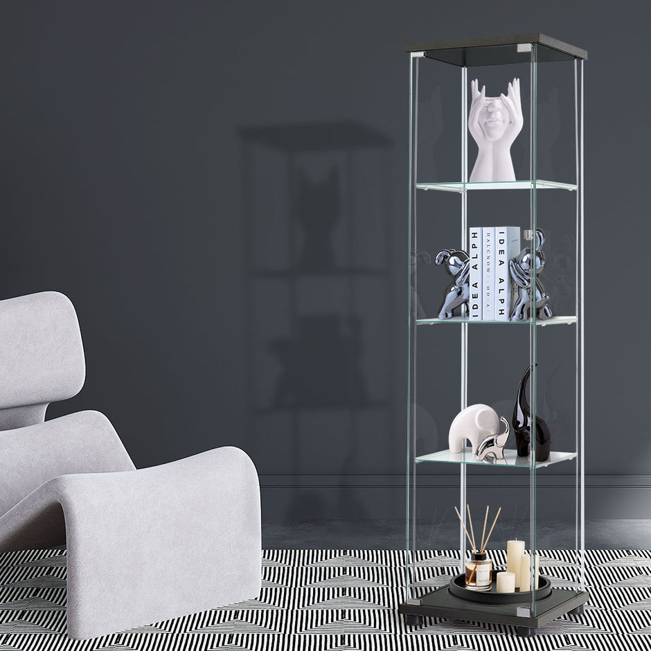 Stacked Display Storage Cabinet Glass Black-2006733282951172102