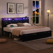 Levede Queen Metal Bed Frame LED Lights 2 Drawers-2018816912707948550