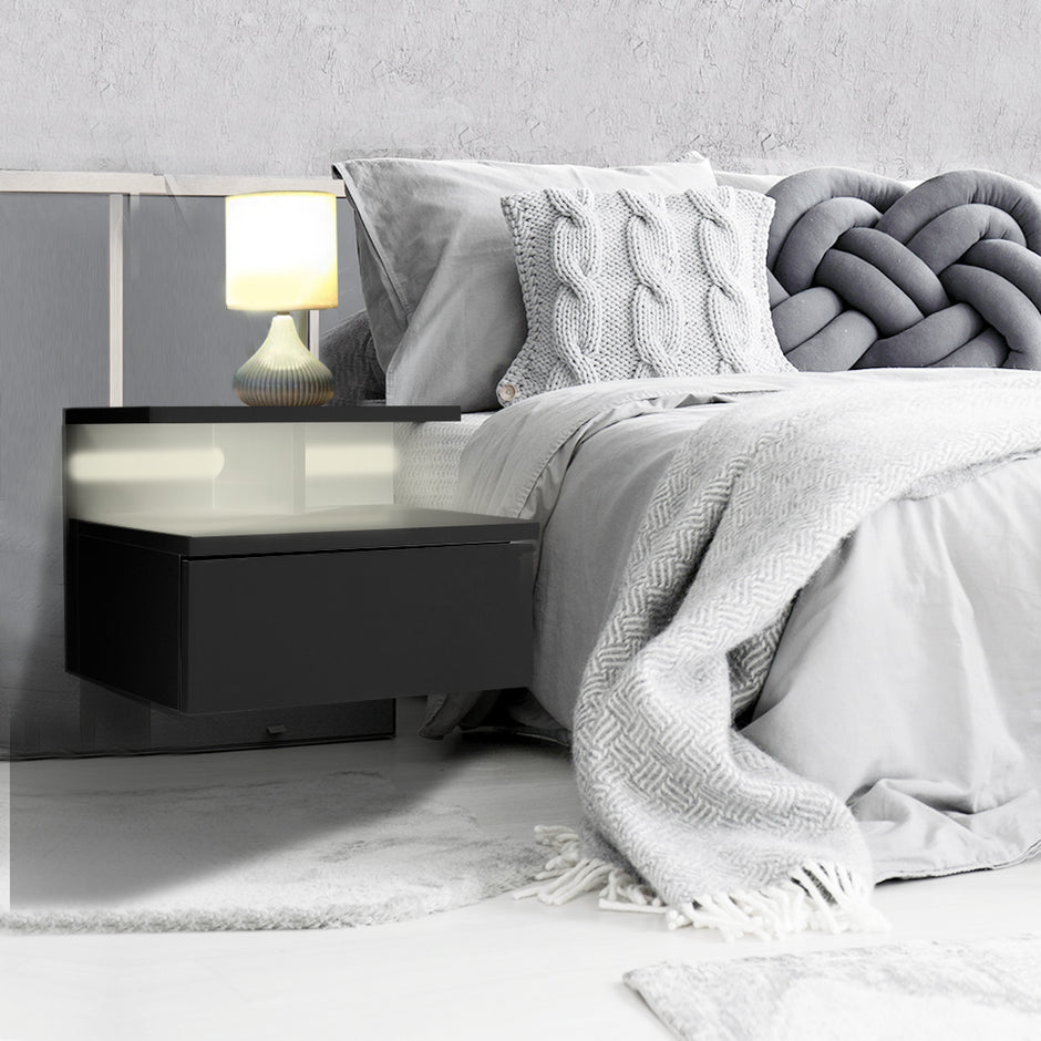Levede 2x Bedside Tables Side Table Black-2006733164449501191