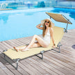 Levede Foldable Lounge Chairs with Canopy Khaki-2006732877097734150