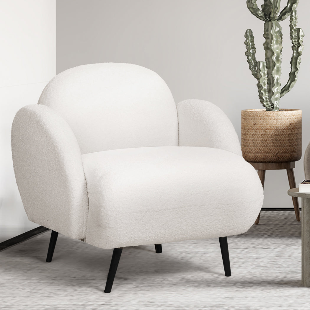 Levede Sofa Chair Fleece Upholstered Single White-2006732843727851526