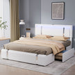 Levede Queen Bed Frame With Adjustable Headboard White-2006732897008095238