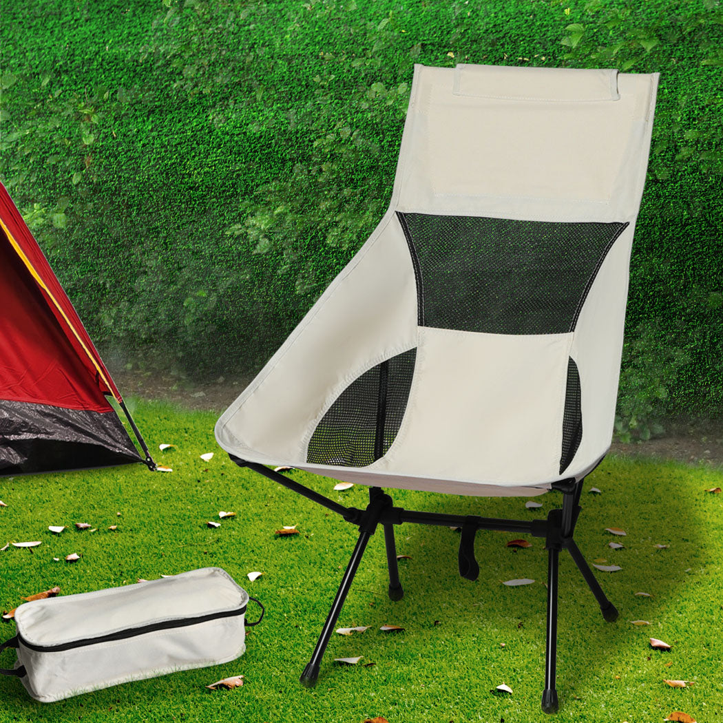 Levede Camping Chair Folding Outdoor Large Beige-2018816679940853766