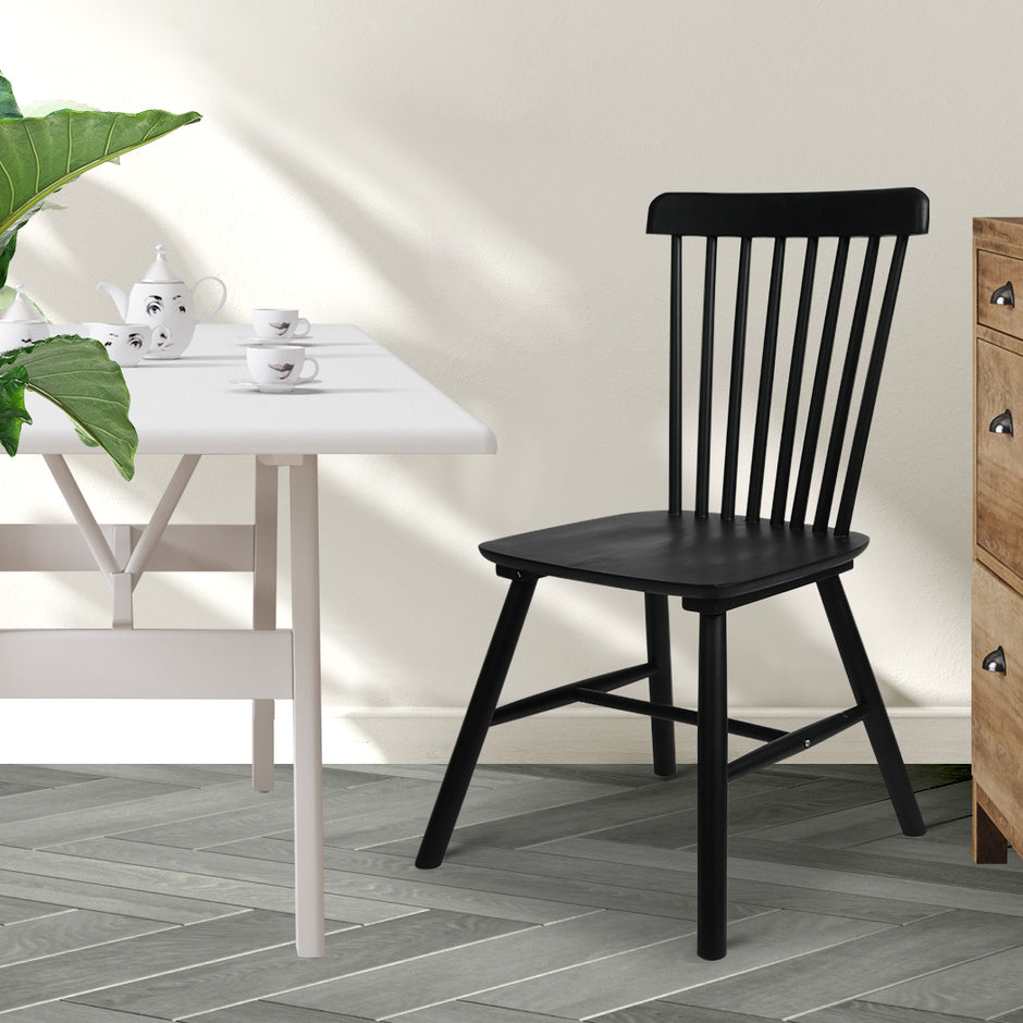 Levede 2x Dining Chairs Kitchen Winsor Black-2018816905514717190