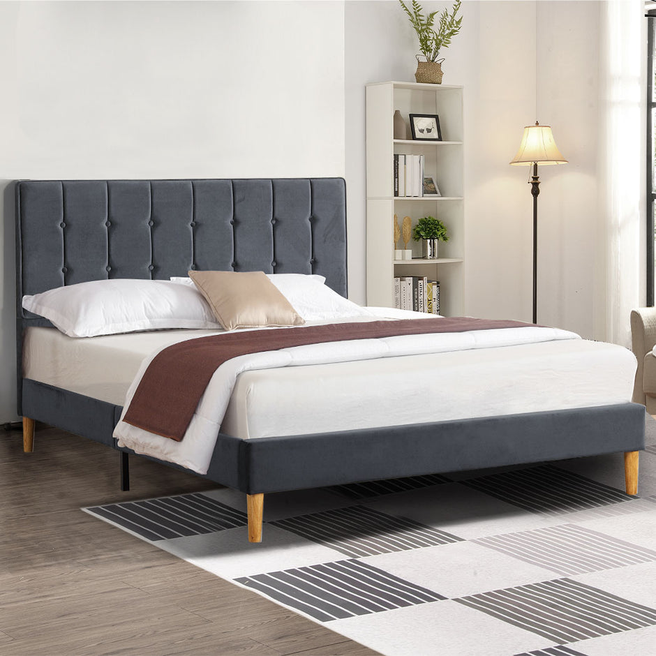 Levede Bed Frame Queen Size Mattress Grey-2006733223933120518