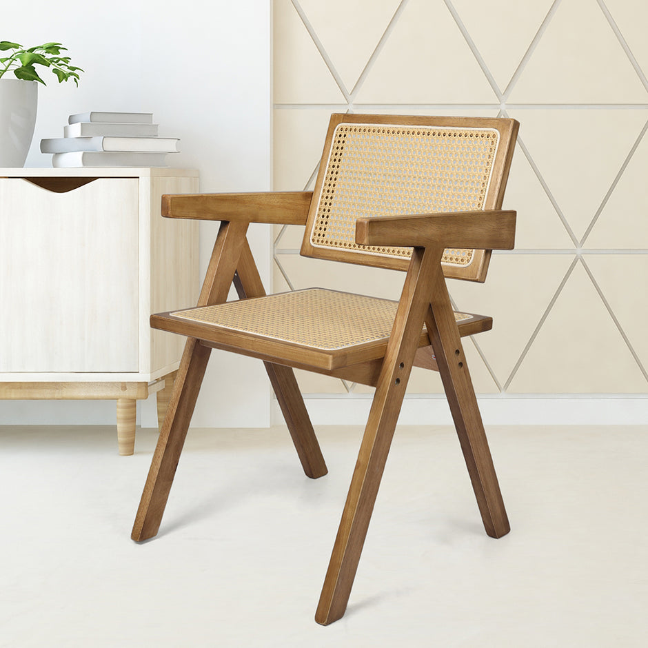 Levede 8x Dining Chair Solid Wood Rattan-2006732729751834630