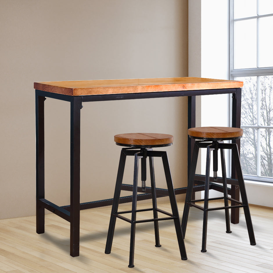 Levede 3pcs Bar Table Barstools Industrial-2018816935772426247