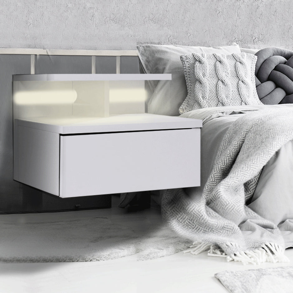 Levede 2x Bedside Tables Side Table White-2018816803966423046