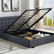 Levede Fabric Bed Frame Queen Tufted Dark Grey-2006733222884544518