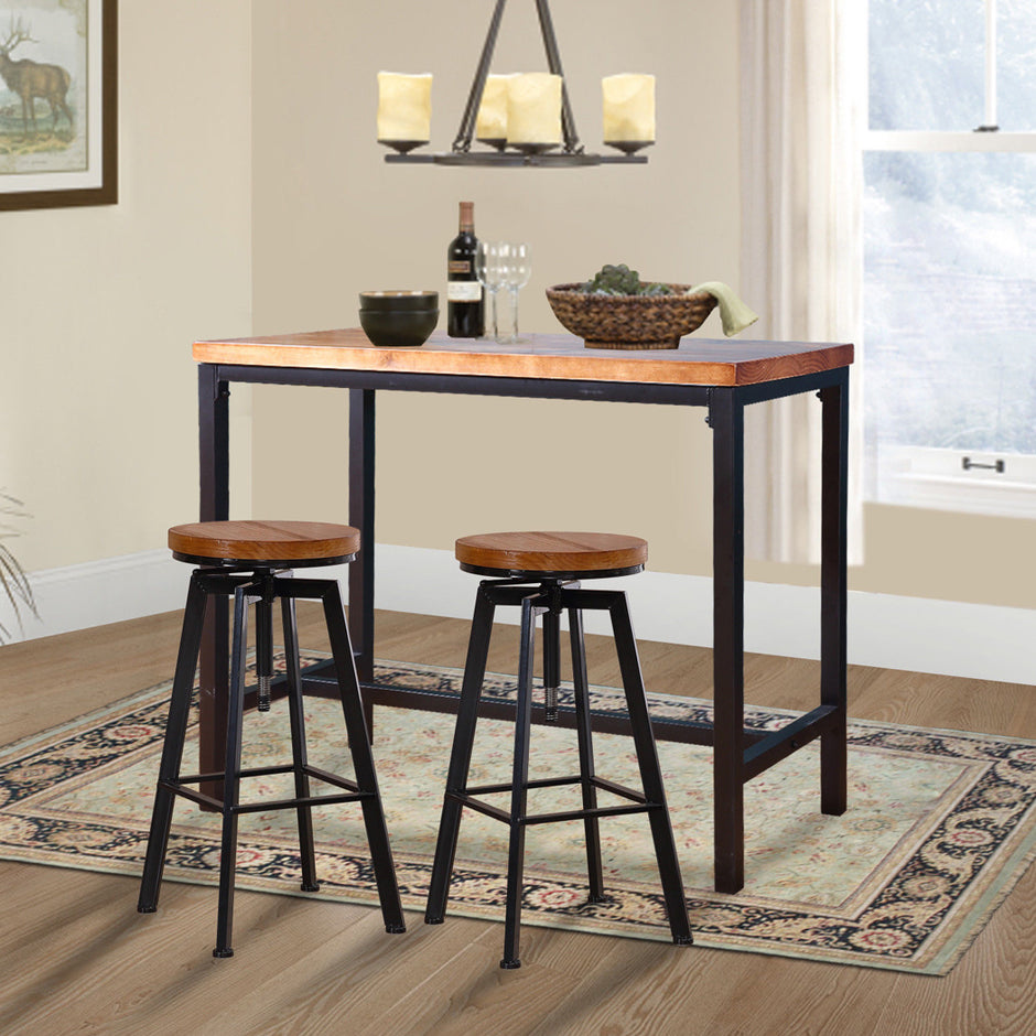 Levede 3pcs Bar Table Barstools Industrial-2018816935772426246