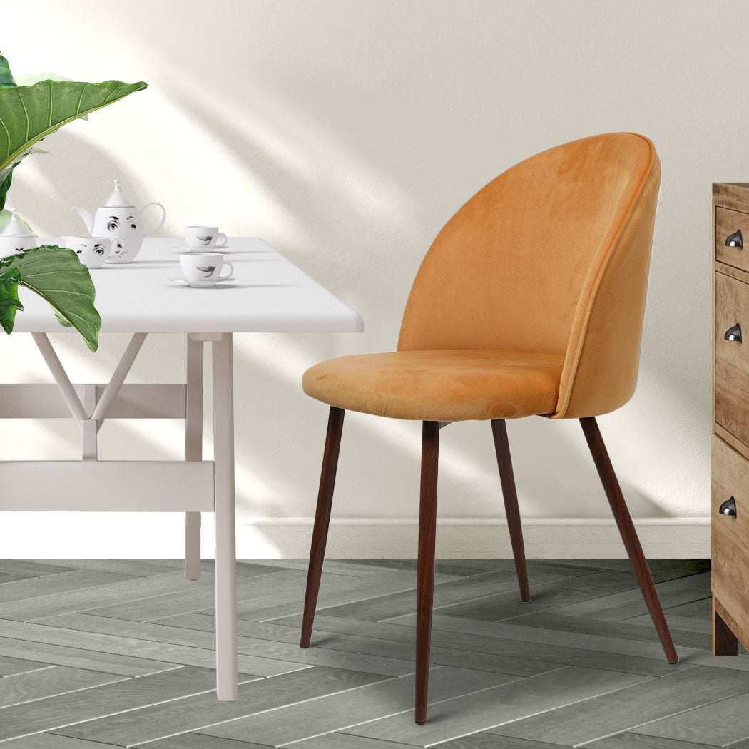 Levede 4x Dining Chairs Seat French Mustard-2006732721786851336